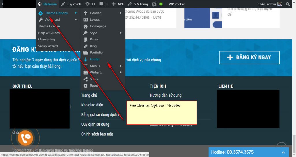 05. Làm sao thay đổi nội dung Footer cuối website 9 2